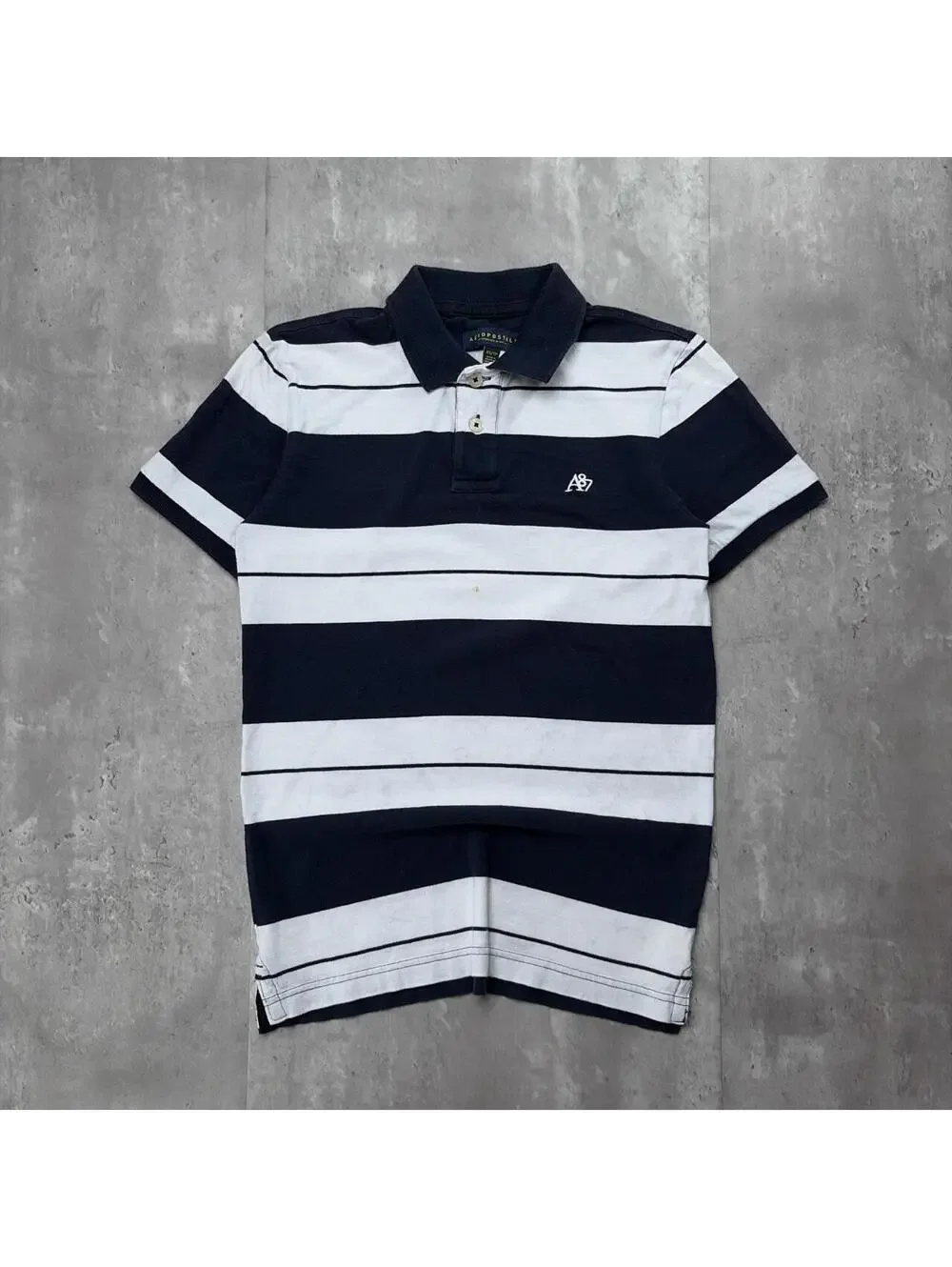 Y2K Navy Aeropostale Grunge Surf Striped Skater Polo Shirt